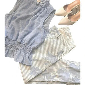 Gap woman’s powder blue stripe floral pant sz 26 ALWAYS SKINNY ❤️pants only ❤️